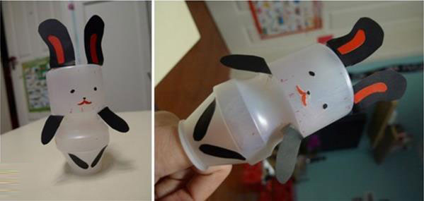 养乐多瓶子手工制作小兔指偶玩具